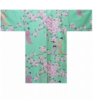 Women’s Japanese Hanten Kimono Sakura Turquoise | Japanzen