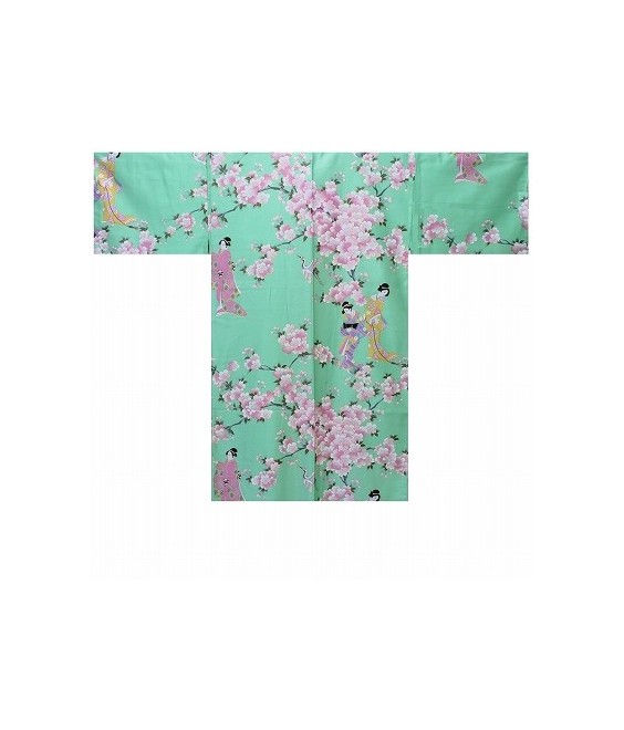 Hanten japonais femme style kimono Sakura turquoise | Japanzen