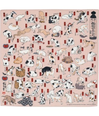 Japanese Furoshiki 48 × 48 cm Cats of the 53 Stations of the Tōkaidō – Japan Textile | Japanzen