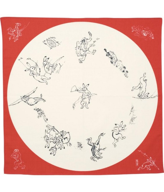 Furoshiki 70 × 70 cm “Chōjū Jinbutsu Giga” – Japanese Art Textile | Japanzen
