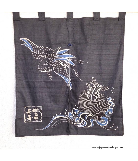 Japanese Curtain Noren "Crane and Turtle"