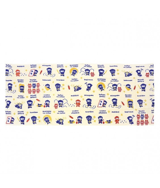 serviette japonaise tenugui coton motif ninjutsu
