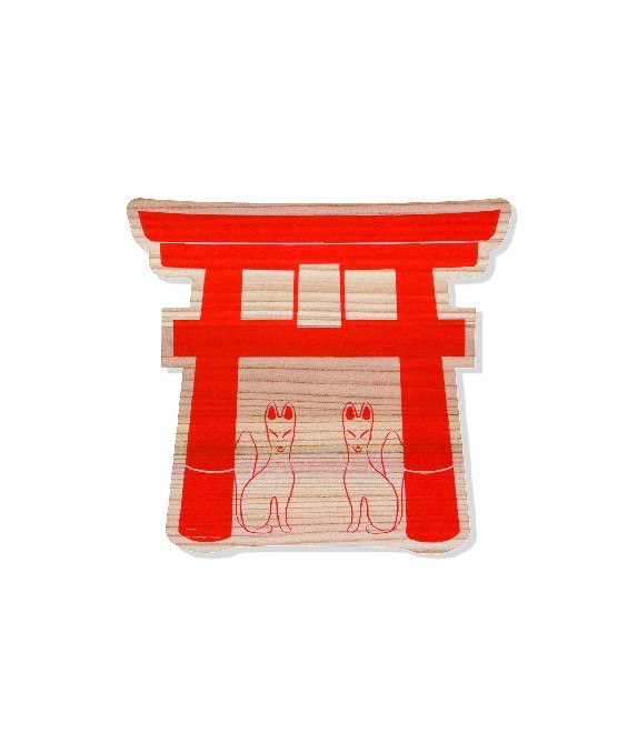 Carte de Voeux en Bois Tori Kitsune