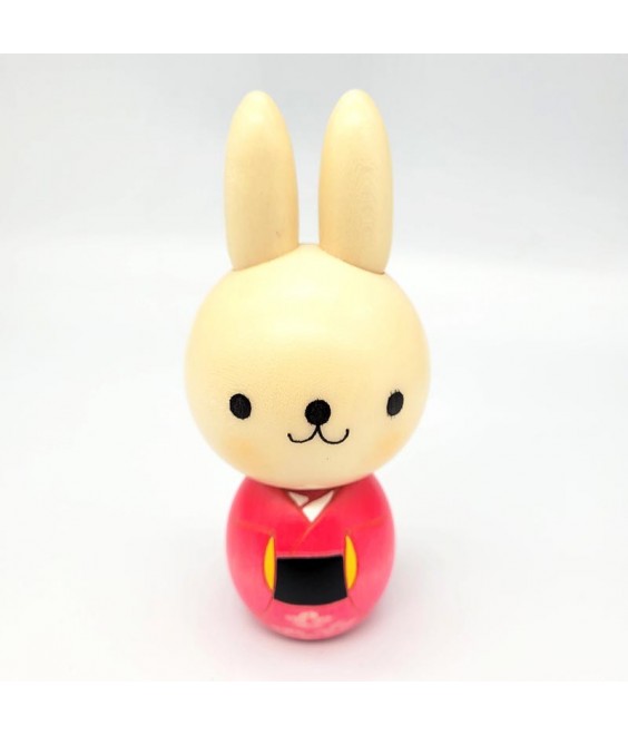 Kokeshi Lapin en kimono rose – Figurine japonaise décorative | Japanzen