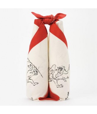 Furoshiki 70 × 70 cm motif Chōjū Jinbutsu Giga – textile japonais artistique | Japanzen