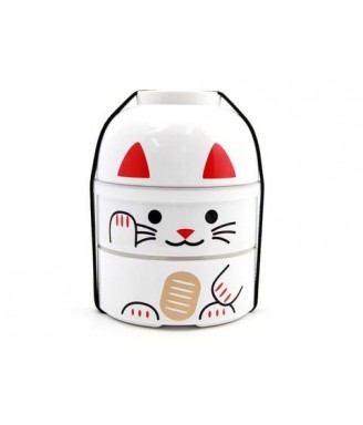 Bento Maneki Neko "Shiro" – Boîte à repas japonaise – 1200 ml | Japanzen
