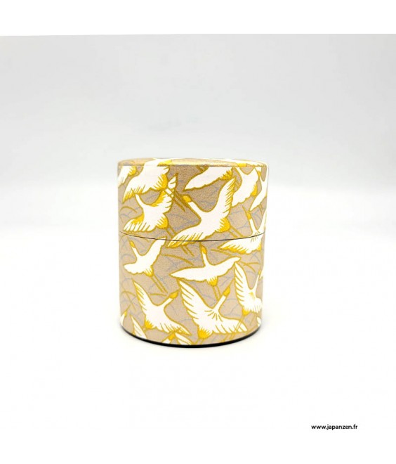 Tea Canister Washi "Golden Cranes"