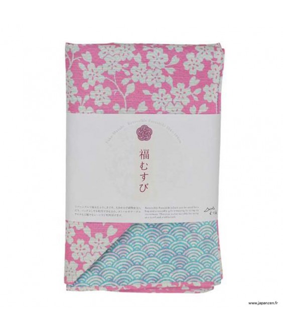 Furoshiki 104cm Sakura and Waves