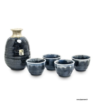 Service à saké japonais Kuro – Tokkuri et Ochoko | Japanzen