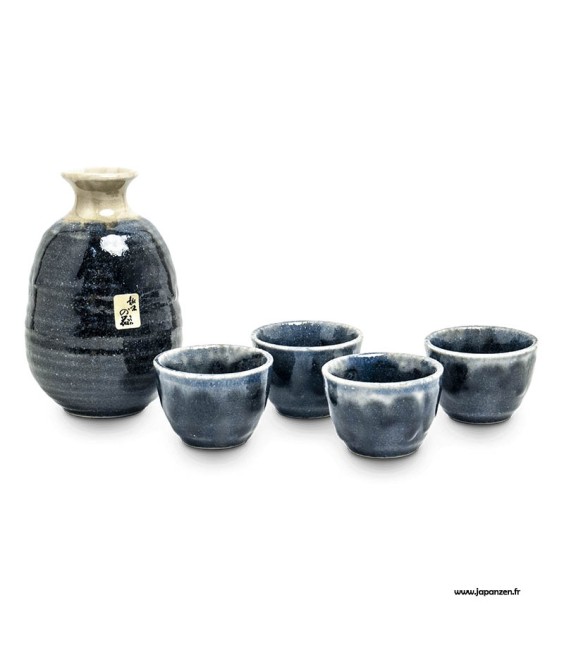 Service à saké japonais Kuro – Tokkuri et Ochoko | Japanzen