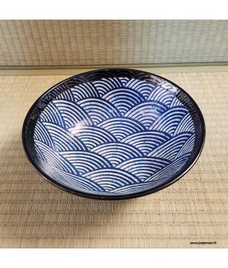 Bol ramen japonais Nami – Motif vagues | Fabriqué au Japon | Japanzen