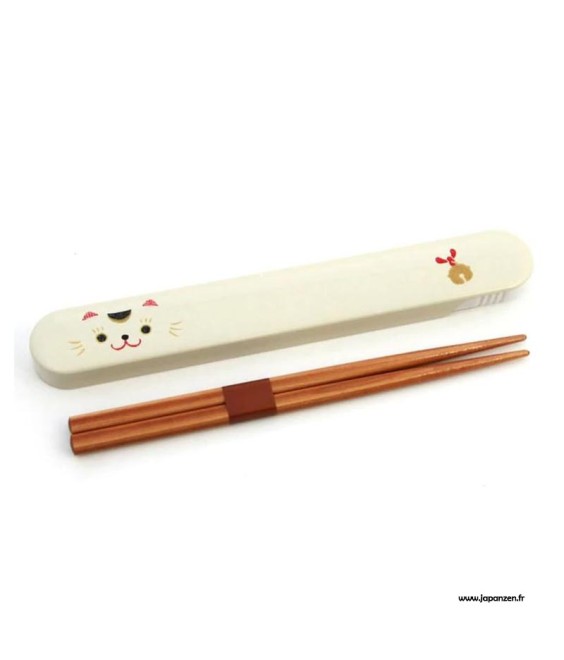 Chopsticks box "Kao Neko" white