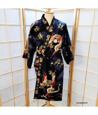 Kimono happi japonais Dragon et Mont Fuji en coton 100 %, taille unique, made in Japan