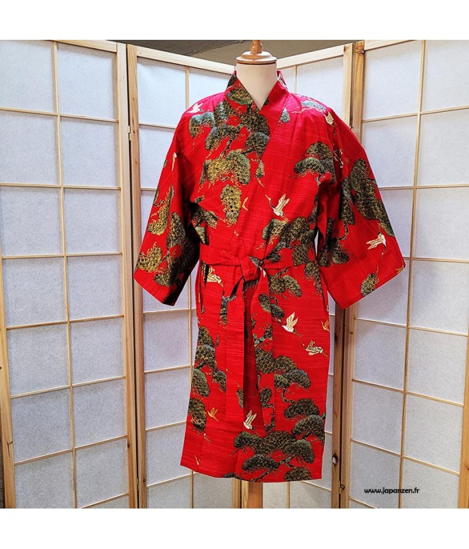 kimono japonais grues et pin du Japon