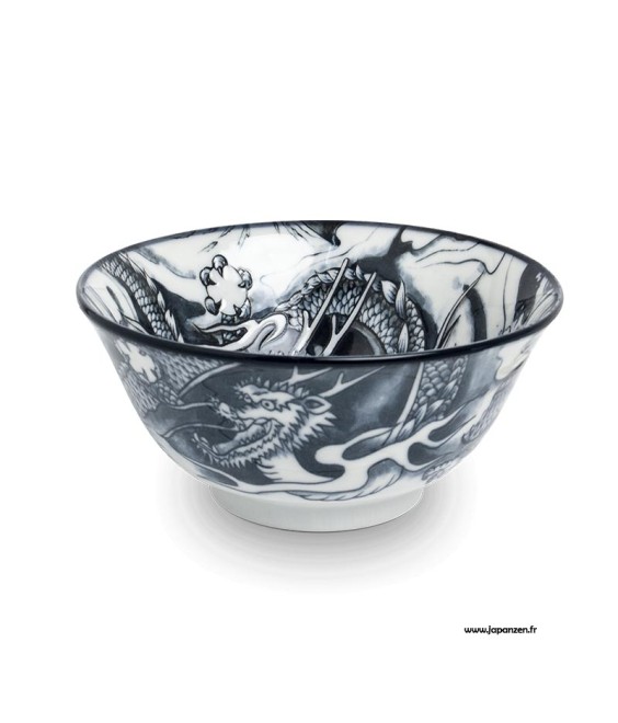 Bol à Riz Porcelaine "Ryu" Dragon Noir