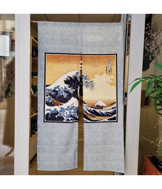 rideau japonais noren hokusai kanagawa