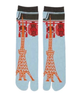 chaussettes japonaises tabi motif tokyo tower et senso-ji asakusa