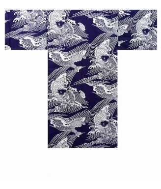 Happi Kimono "Koi Carp" |Traditional Japanese Cotton Jacket -Japanzen