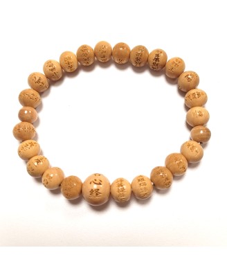 bracelet juzu mala japonais en buis, perles gravées main