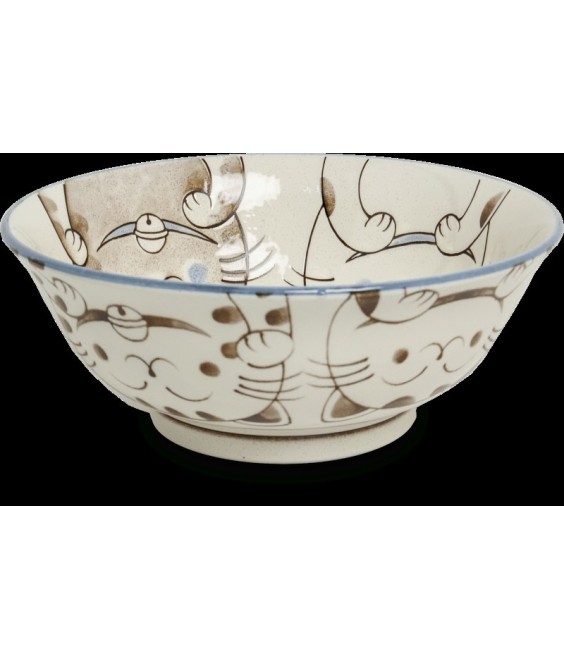 Bol à ramen japonais maneki neko bleu