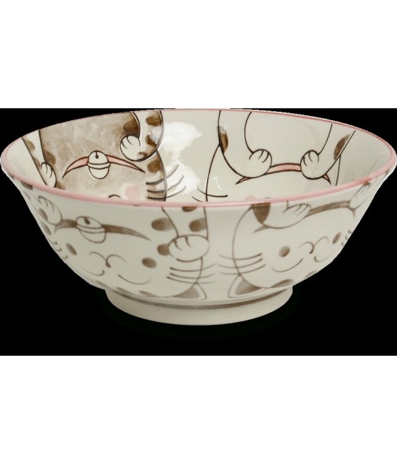 Bol à ramen japonais maneki neko rose