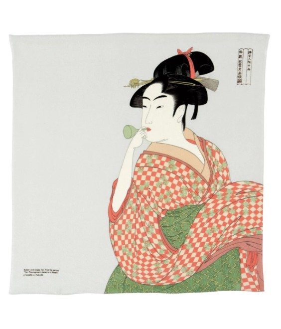 Furoshiki 68 × 68 cm « Poppen O Fuku Musume » – Chirimen Japonais| Japanzen