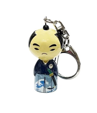 Porte-clés japonais Samouraï avec motif Grande Vague d'Hokusai