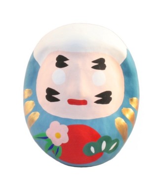 Daruma japonais spécial Mont Fuji bleu, fabriqué à la main au Japon