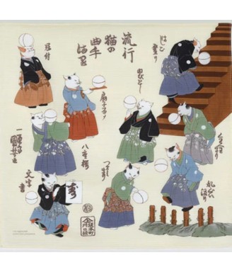 Furoshiki 70 × 70 cm Chats jonglant – Utagawa Kuniyoshi | japanzen