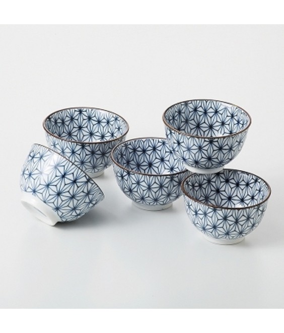 Set of 5 Asanoha Pattern Tea Cups – Elegant Japanese Style Teacups