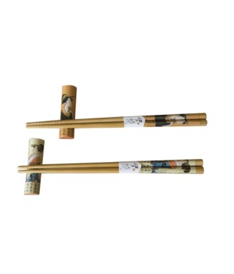 Coffret de baguettes japonaises Geisha – 2 paires avec supports assortis (22,5 cm) Coffret de baguettes japonaises Geisha – 2 paires avec supports assortis (22,5 cm)