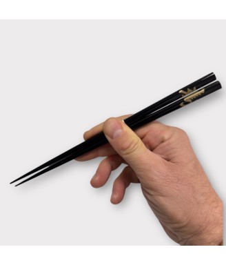 Baguettes japonaises “Kotobuki” 22,5 cm – Laque noire | Japanzen