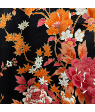 Yukata femme Pivoines & Momiji – Kimono coton soyeux & motifs japonais | Japanzen