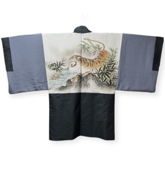 Haori vintage en soie motif Tigre & Bambou – Japanzen