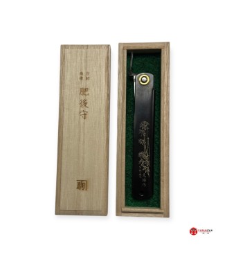 Higonokami japonais Aogami damas – Manche gravé tigre & bambou | Japanzen