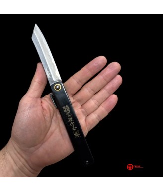 Higonokami japonais Aogami damas – Manche gravé tigre & bambou | Japanzen