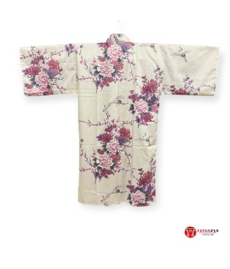 Kimono Grues du Japon et Fleurs de Pivoine - Elégant et Raffiné