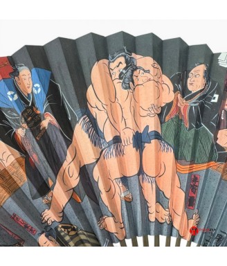 Éventail Japonais Karaki Ukiyo-e sumo – artisanal Kyoto Maisendo | Japanzen