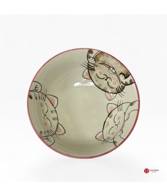 Ramen Bowl Three Pink Beckonning Cats