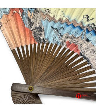 Éventail Japonais Karaki Ukiyo-e Les Crêtes de Satta– Fabrication Kyoto Maisendo | Japanzen