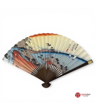 Éventail Japonais Karaki Ukiyo-e Les Crêtes de Satta– Fabrication Kyoto Maisendo | Japanzen