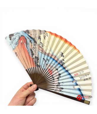 Éventail Japonais Karaki Ukiyo-e Les Crêtes de Satta– Fabrication Kyoto Maisendo | Japanzen