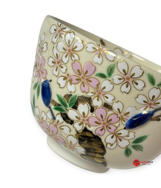 Bol Matcha Kyo-yaki Sakura Oiseaux – Chawan Japonais Kyoto | Japanzen