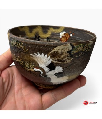 Bol à Matcha Japonais Kyo-yaki Kisshou Tsuru – Grue Porte-Bonheur | Japanzen