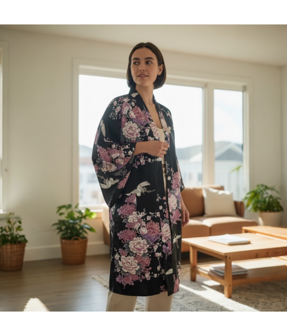 veste kimono japonais femme 100% coton fabriquée au Japon Japanzen