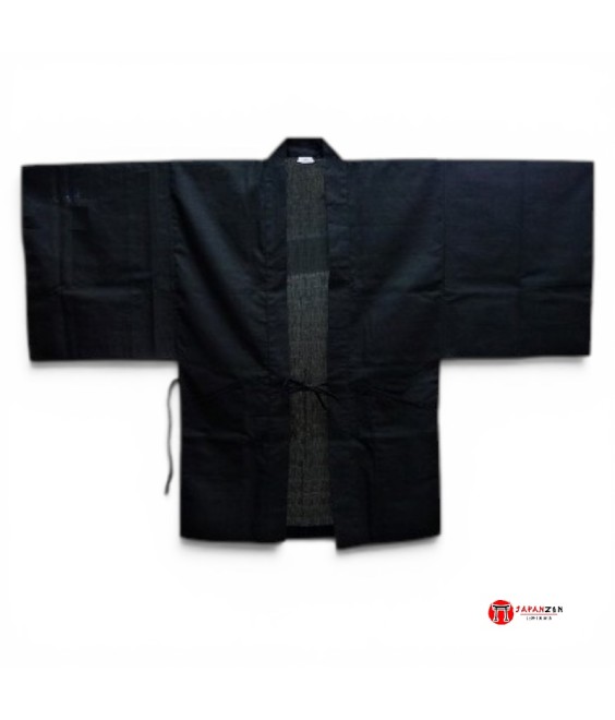 Japanese Haori Ryokan – Black Shantung Cotton – Made in Japan