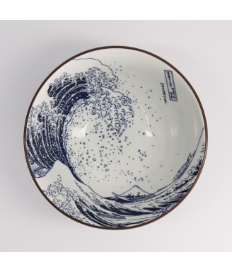 bol ramen japonais motif Grande Vague de Kanagawa vue dessus