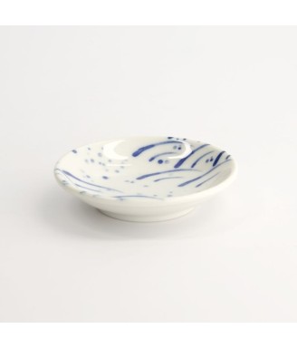 coupelle japonaise a sauce en porcelaine motif vagues vue generale