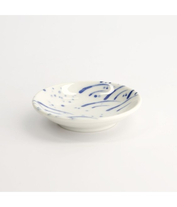 Coupelle japonaise à sauce – Motif vagues bleues | Fabriquée au Japon | Japanzen