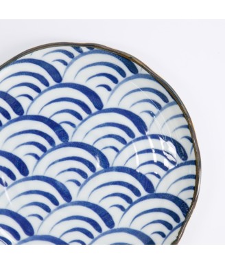 Assiette japonaise Nami – Motif vagues japonaises | 16,5 cm | Fabriquée au Japon | Japanzen